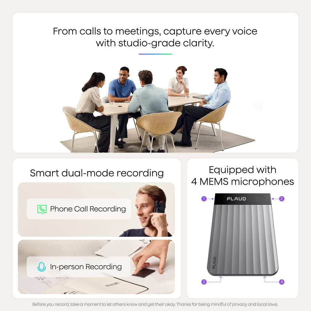 [New Launch] Plaud Note Pro Professional AI Voice Recorder for Business Meetings, Calls & Interviews, 4 MEMS Microphones, Instant View Display, 50-hour Battery Life, AI Transcription & Summary, Premium Office Gadget & Business Gift
