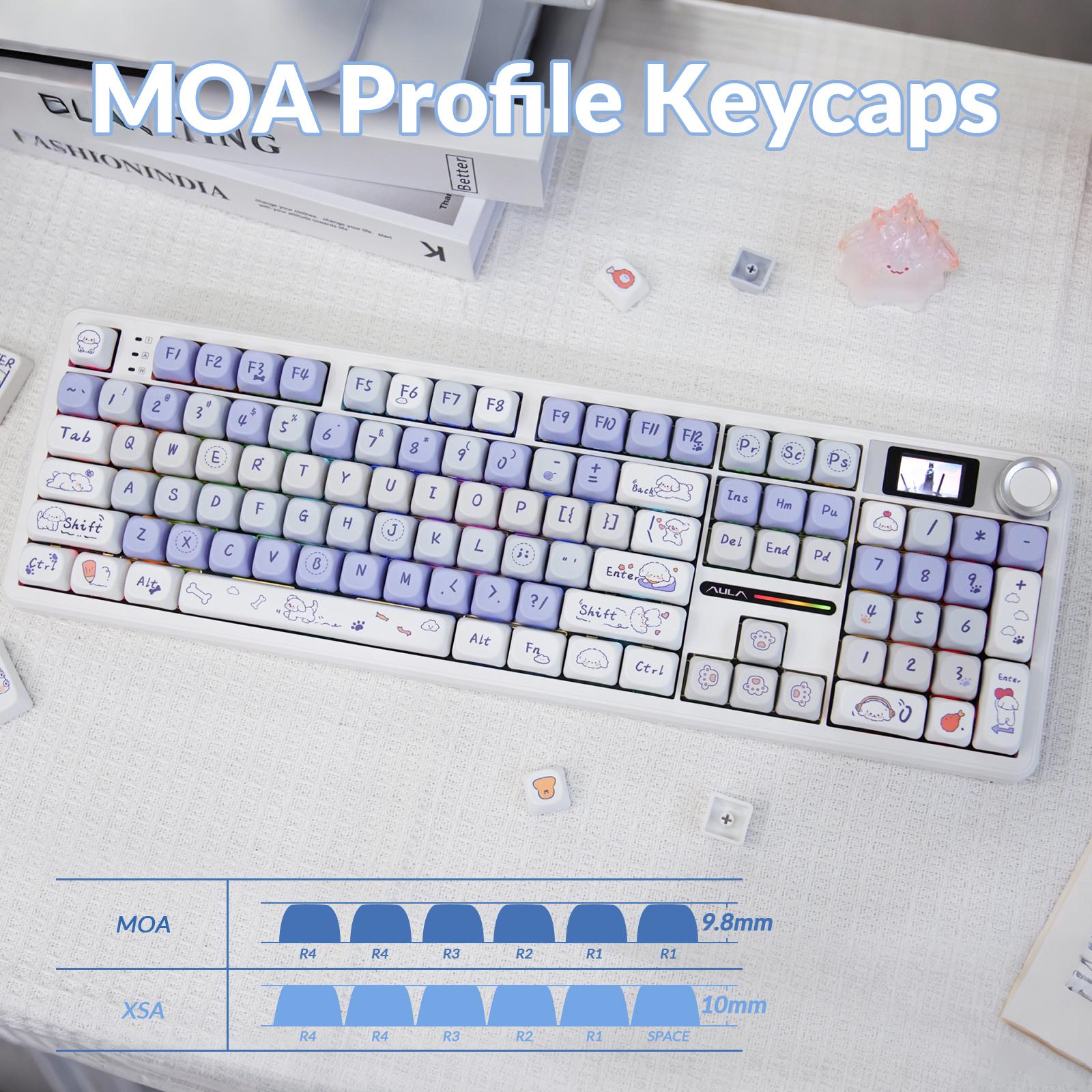 AULA MOA Keycaps 130 Keys, Cute Cloud Puppy Dye-Sub PBT Keycap Set, MX Compatible, 60% 65% 75% TKL 100% Mechanical Keyboards AULA MOA Keycaps 130 Keys, Cute Cloud Puppy Dye-Sub PBT Keycap Set, MX Compatible, 60% 65% 75% TKL 100% Mechanical Keyboards