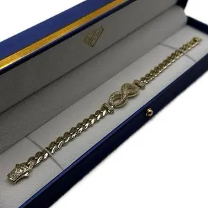 Oroconda Jewelry 14k Gold Elegant Infinity Monaco Bracelet with Zirconia Stones 7 Inch 7mm Width for Casual & Formal Occasions