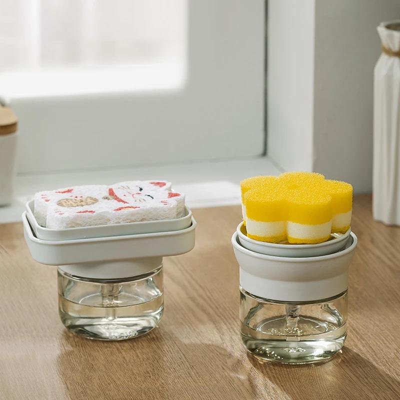 PF-Autumn and winter hot-selling new products automatic detergent dispenser refill, sponge rack, push rod storage box, kitchen sink, dishwashing liquid