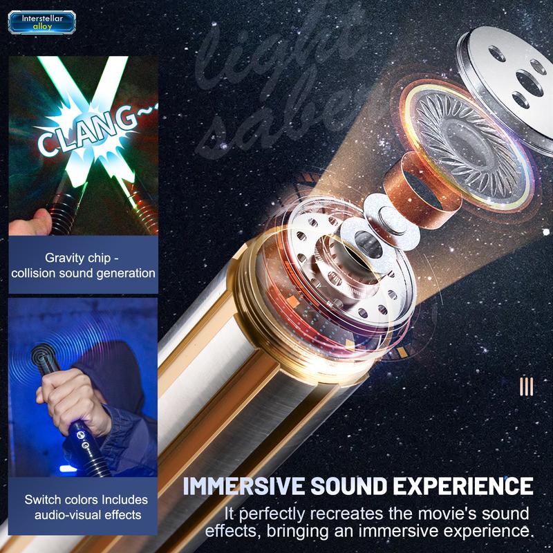 Smooth Swing Real Light Saber 16 Sound Fonts, Motion Control Light Sabers, Infinite Color Changing and 16 RGB Light Saber for Adults Support Heavy Dueling