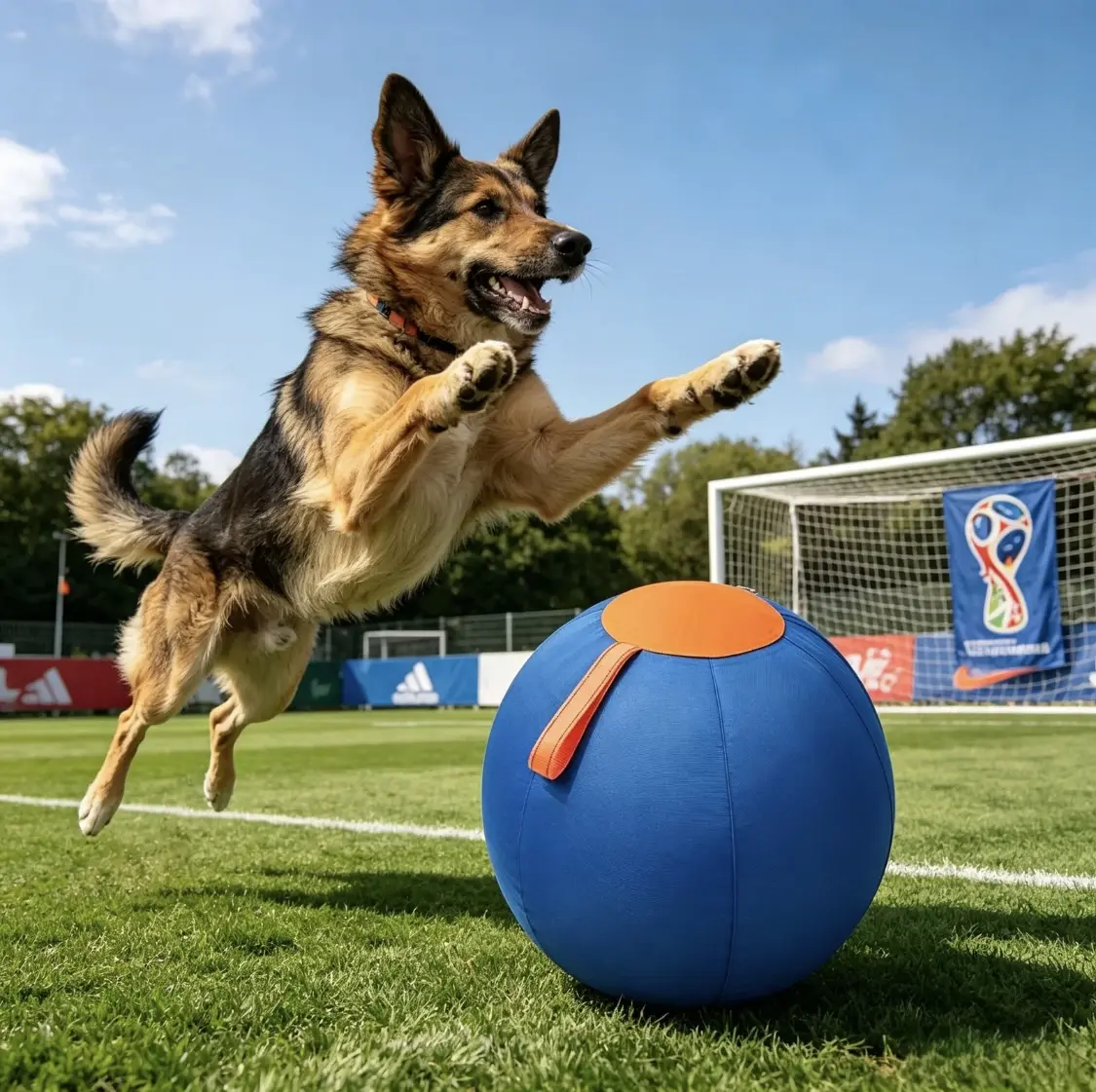 Interactive Herding Ball for Dogs - Inflate & Go Ball Toy, No Fully Inflate Needed, Push & Chase Toy for Supervised Outdoor Play, Mental Stimulation