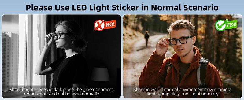 LED Light Blocking Stickers Compatible with Ray Ban Meta Wayfarer/Skyler/Headliner and Oakley Meta HSTN Smart AI Glasses Accessories, Low-Tack Restickable Blackout Light Covers Sticker(12-20-24Pcs)