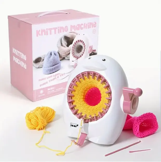 Set Of 22 Needles Penguin Style Knitting Machine Cylinder Wool Loom Hand Knitting Socks Adult DIY Knitting Tools Artifact Provided With English Instructions