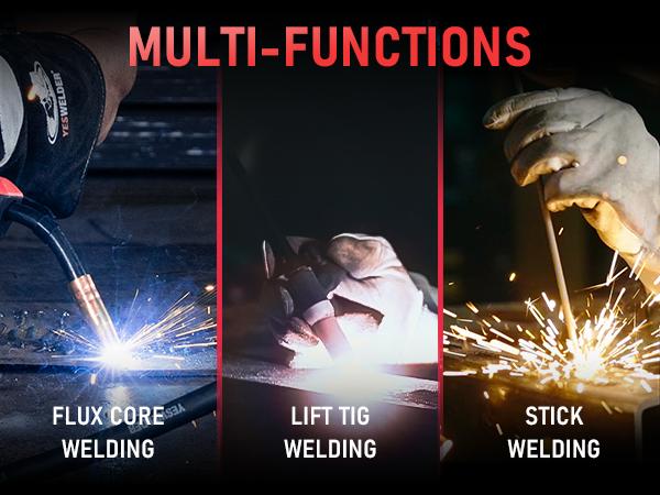 YESWELDER FLUX-135PRO 110V 135Amp Flux Core MIG Welder with LYG-L600A Welding Helmet | Gasless MIG/Lift TIG/Stick 3-in-1 Digital Display Welding Machine