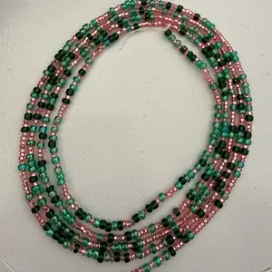 Emerald garden tie on waist beads