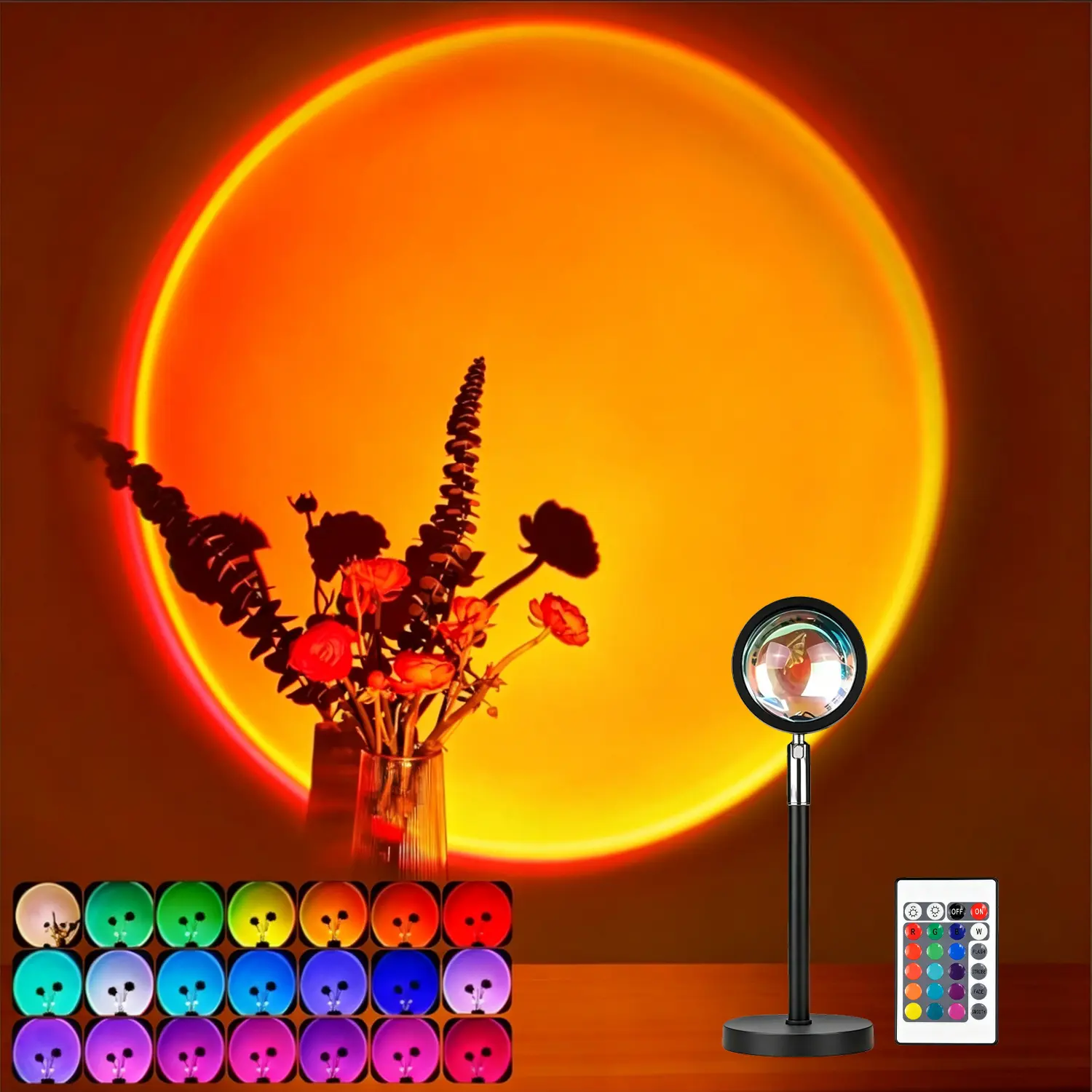 Roomsy  Sunset Lamp Projector Multicolor Changing LED Projection Lamps 360° Rotation, Sunlight Lamps for Bedroom,Photography,Party,Tiktok Live,Room Decor,Gfit For Her&Women