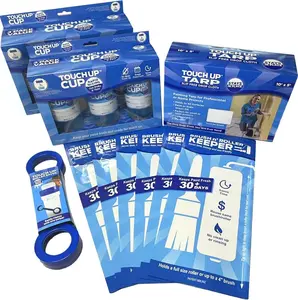 As Seen On Shark Tank Products- Touch Up Cup Painting Kit - Includes 6 Paint Storage Containers, 1 Painters Tarp, 1 Paint Roller Cleaner Tool, 6 Brush 'n Roller Keepers