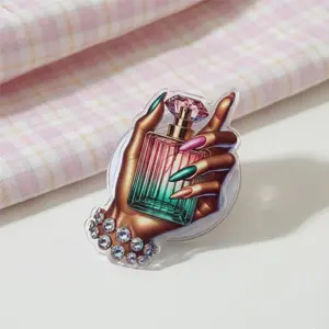 Stylish Phone Grip Featuring A Chic Perfume Hand Design, Perfect For Daily Use, Aesthetic Vibes, Secure Hold, And A Unique Gift Idea