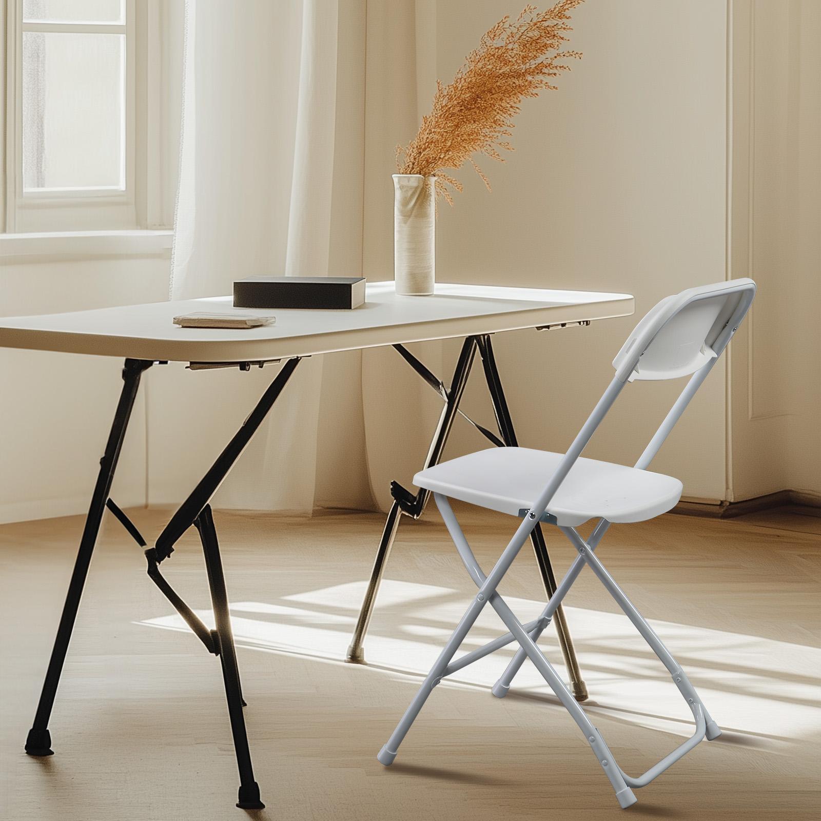 Karlhome 4/6/10 Pack Folding Chairs, White & Black, Steel Frame, 350lb Capacity, indoor/outdoor events, weddings, parties, gathering, Mother's Day Party Exclusive