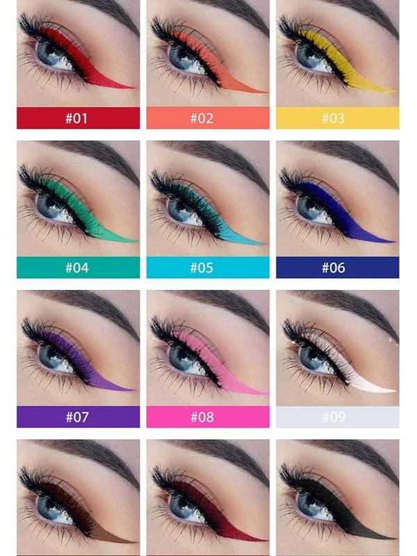Eye Liner 12 Colors Matte Liquid Eyeliner Set Rainbow Colorful Neon Eyeliner Pencil Pigmented Waterproof Smudgeproof Long Lasting