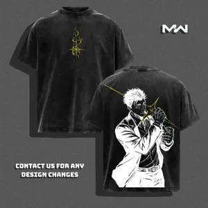 Higuruma-Jujutu Kaisen Anime Double Printed Vintage Washed Tee, Streetwear Unisex Manga Cotton Crewneck T-shirt Gift For Anime Fan Menswear Graphic 2 Face Printed, Anime Fan Gift For Friends/Lover, Anime Merch