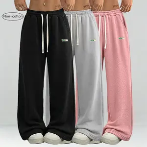 3-pack women’s loose-fit solid-color drawstring sweatpants with a wide waistband design, casual spring/summer style, pockets included, suitable for everyday wear and unisex (unisex), ideal for women’s commuting. Plus-size pants
