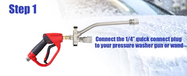 Tool Daily Foam Cannon Dual-Connector Accessory, Pressure Washer Double Tip Attachment for Soap Cannon, 5 Pressure Washer Sprayer Nozzles, 1/4" Quick Connect, ChristmasGift