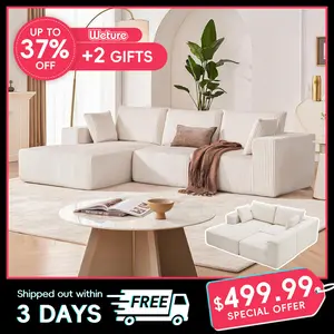 【2 Packages】108” Modular Sectional Sofa, Cloud Sectional Couch with Deep Seat, Modern Modular L-Shape Sofa Couch with Chaise,Upholstered Couches for Living Room Bedroom