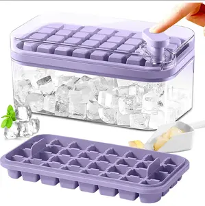 Ice Cube Tray with Lid and Bin, 64 Pcs Ice Cube Trays for Freezer, Tiny Ice Cube Maker Molds for Chilling Drinks Coffee Juice Cocktail, BPA Free