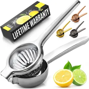 Lemon Squeezer Stainless Steel with Premium Quality Heavy Duty Solid Metal Squeezer Bowl - Large Manual Citrus Press Juicer and Lime Squeezer Stainless Steel