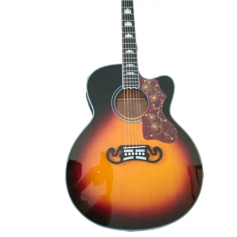 High-Quality 43-Inch 6-String Classic Acoustic Guitar (Model O), SJ-200 with Rosewood Fingerboard, Mahogany Neck, Ebony Accents, 301 Fishman System