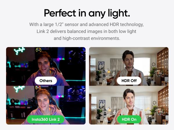 Insta360 Link 2 - PTZ 4K Webcam for PC/Mac, 1/2" Sensor, AI Tracking, HDR, AI Noise-Canceling Mic, Gesture Control for Streaming, Video Calls, Gaming, Works with Zoom, Teams, Twitch & More