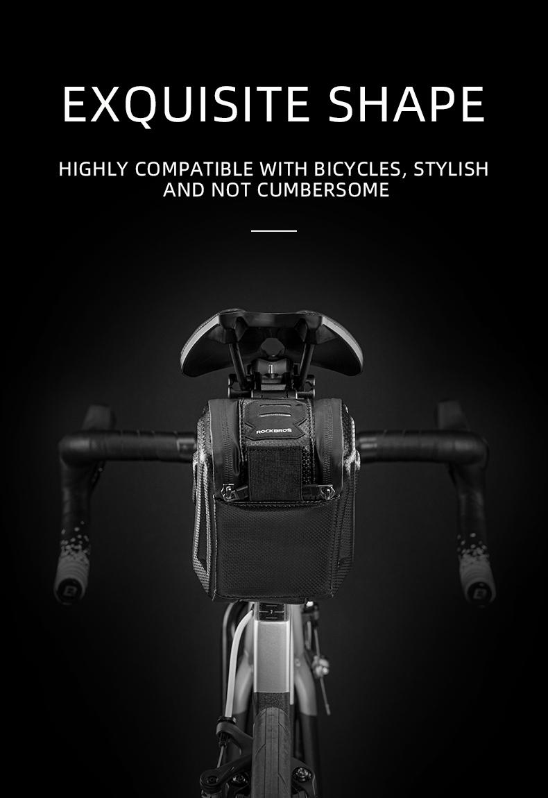 ROCKBROS Bike,Bicycle Saddle Bag Under Seat 3D Hard Shell Bike Seat Bag with Silver Reflective Strip Bike Bag for Mountain Road Bikes