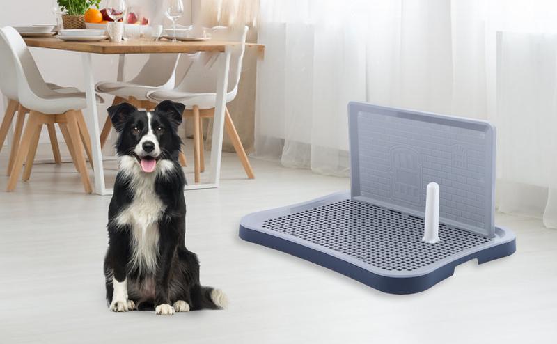 HalloStark Pee Pad Holder, Indoor Dog Potty for Dogs, Dog Pad Holder, Puppy Potty Training Tray with Splash Wall & Center Post, 20.1"×15.4", Black HalloStark Pee Pad Holder, Indoor Dog Potty for Dogs, Dog Pad Holder, Puppy Potty Training Tray with Splash Wall & Center Post, 20.1"×15.4", Black