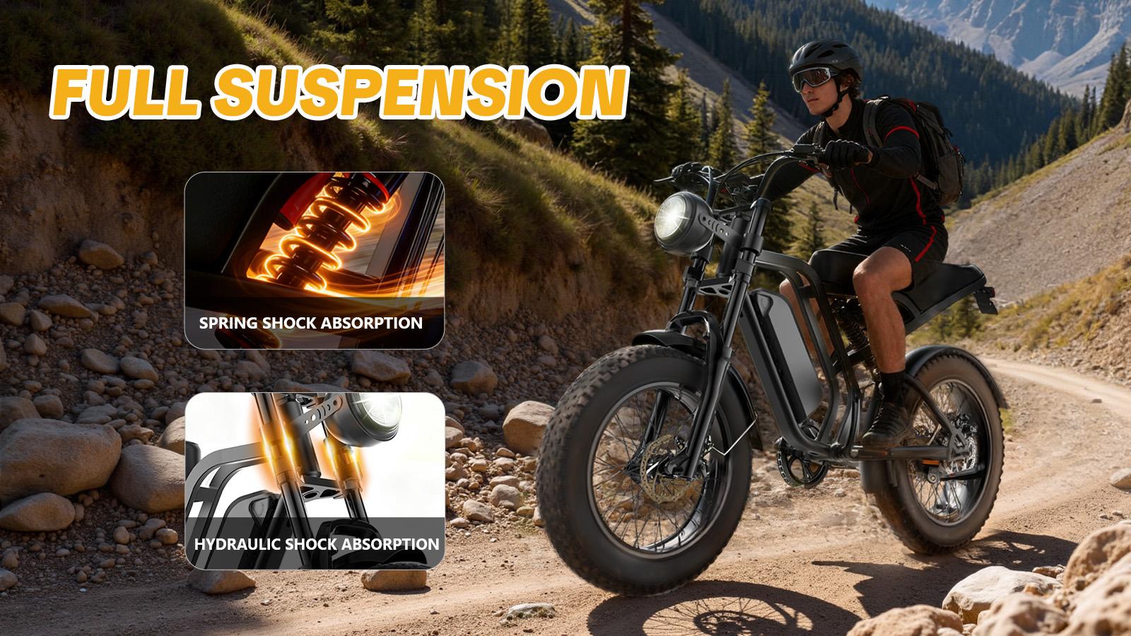 【HiEHA】2026 Fat Tire Electric Ebike for Adults, 1500W Peak Motor 48V/15Ah Removable Battery, 34 MPH Top Speed & 25-31 Miles Range, Full Suspension, Shimano 7-Speed, Off-Road Mountain E-Bike with LED Headlight, UL 2849 Certified