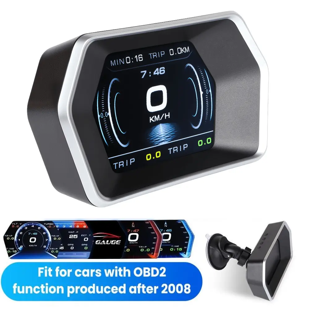 3'' Head-Up Digital Dashboard Speedometer for Post-2008 OBD2-Enabled Cars, Dual Mode OBD2+GPS, KM/H & MPH Support, LCD OBD Multifunction Gauge with Data Monitoring, Easy Installation, SummerVibes