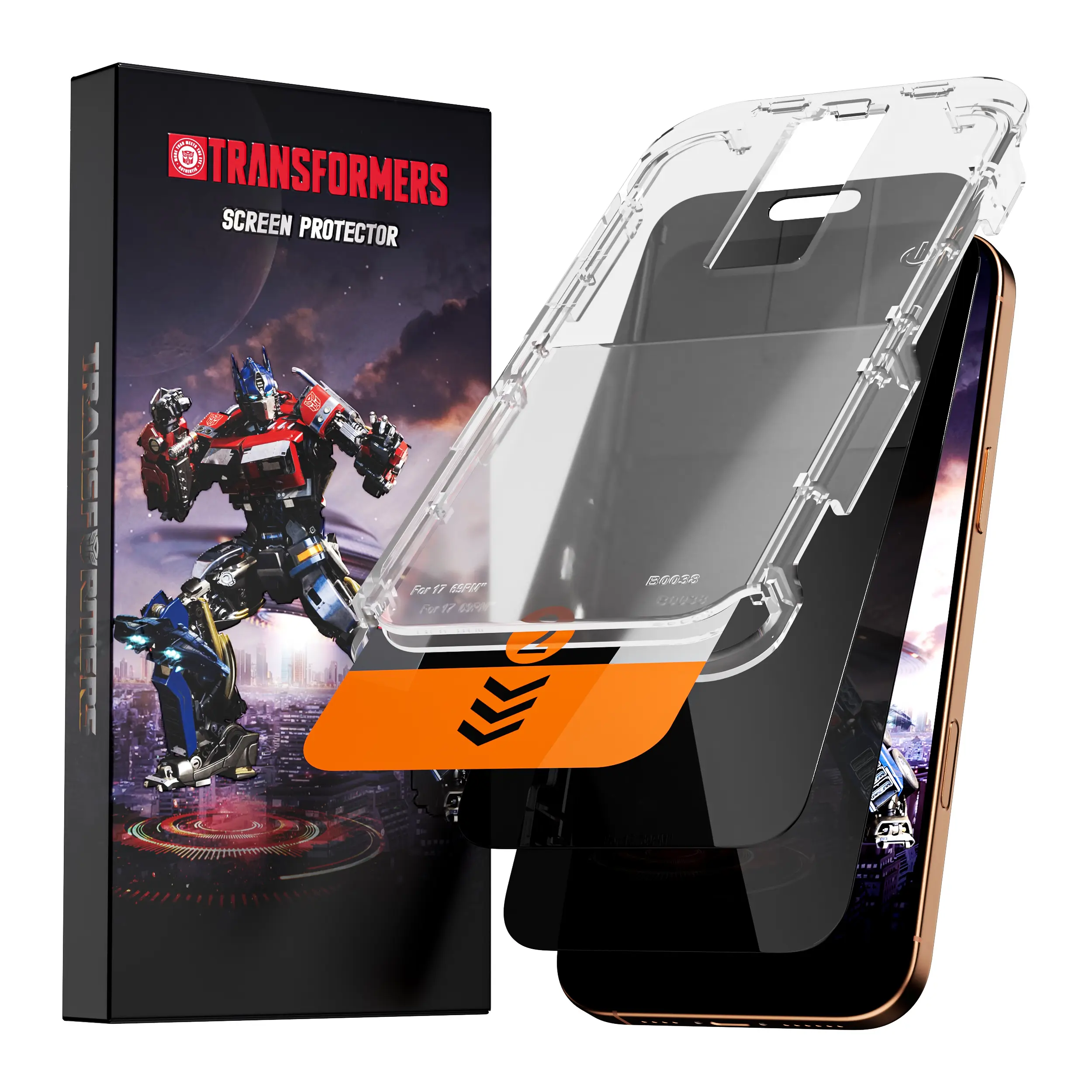 TRANSFORMERS 2-Pack Tempered Glass Privacy Screen Protector (with Camera Lens Protection), compatible with iPhone 17 Pro Max, iPhone 16 Pro Max, and iPhone 15 Pro Max; protective accessory for phone cases; device protection