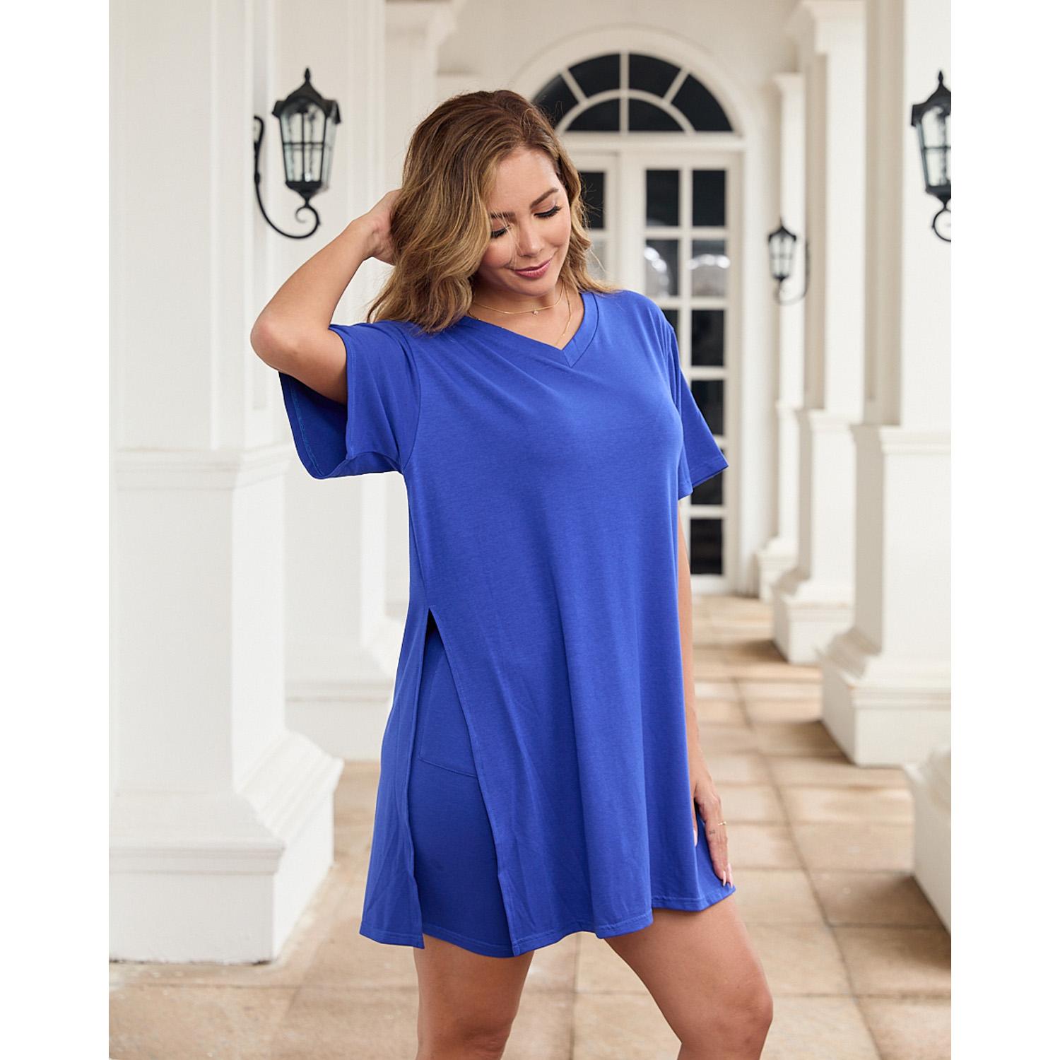 Difanlv Women's 2 Piece Outfits Short Sleeve Tunic Top & Bodycon Shorts, Breathable Loungewear for Outdoor Activities Tracksuit Soft Casual Difanlv Women's 2 Piece Outfits Short Sleeve Tunic Top & Bodycon Shorts, Breathable Loungewear for Outdoor Activities Tracksuit Soft Casual