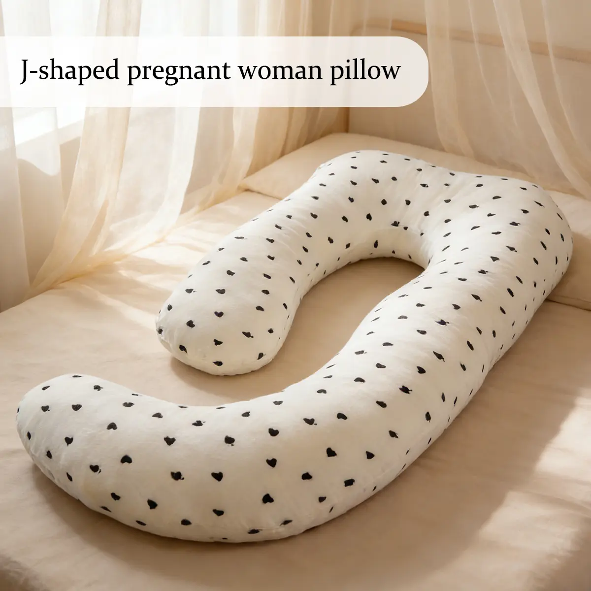 Ergonomic J-Shaped Cushioned Pregnancy Body Pillow - Maternity Support, Shaped & Cradle Bolster Features, Full Body Support, Abdomen Cushioning, Back Pain Relief, Hip Alignment Aid for Nursing Mothers, Maternity Support Cushion Bolsters