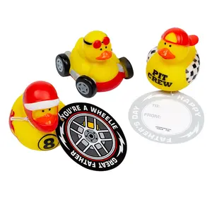 Father's Day Race Car Rubber Ducks with Card for 12