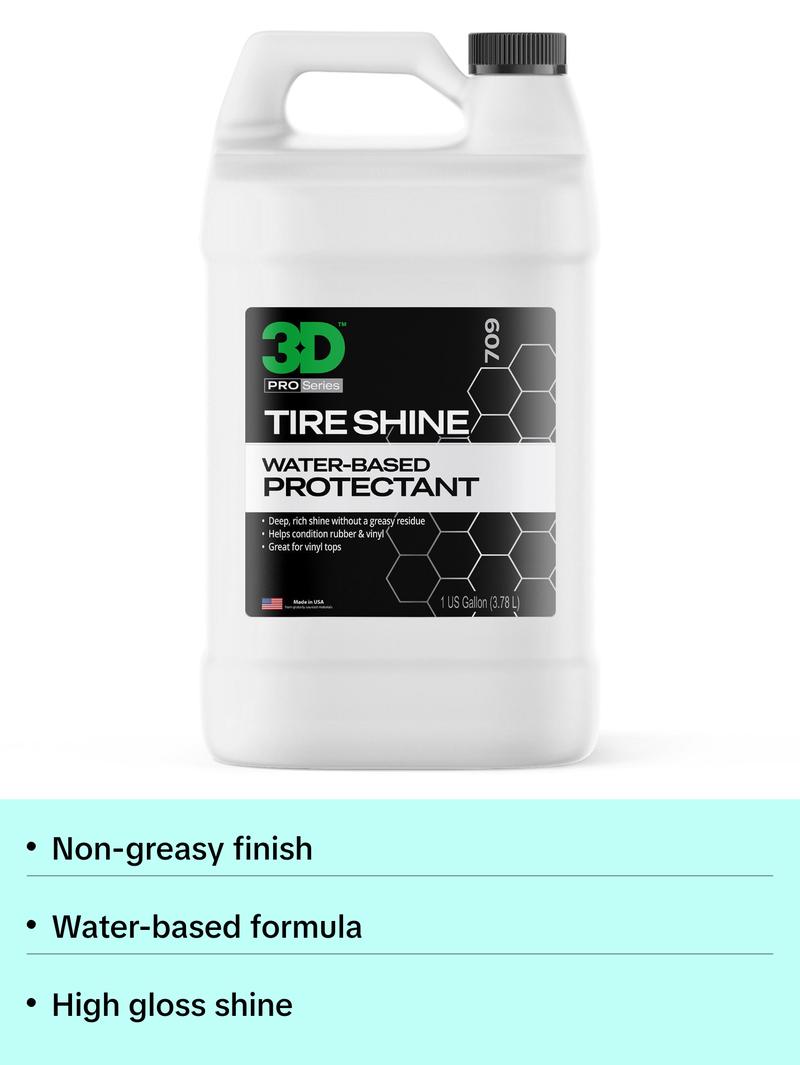 3D Tire Shine Gel   Water-Based, High Gloss Tire Dressing | Non-Greasy, Long Lasting Finish for Rubber, Trim & Vinyl | Easy Gel Application | Car Detailing