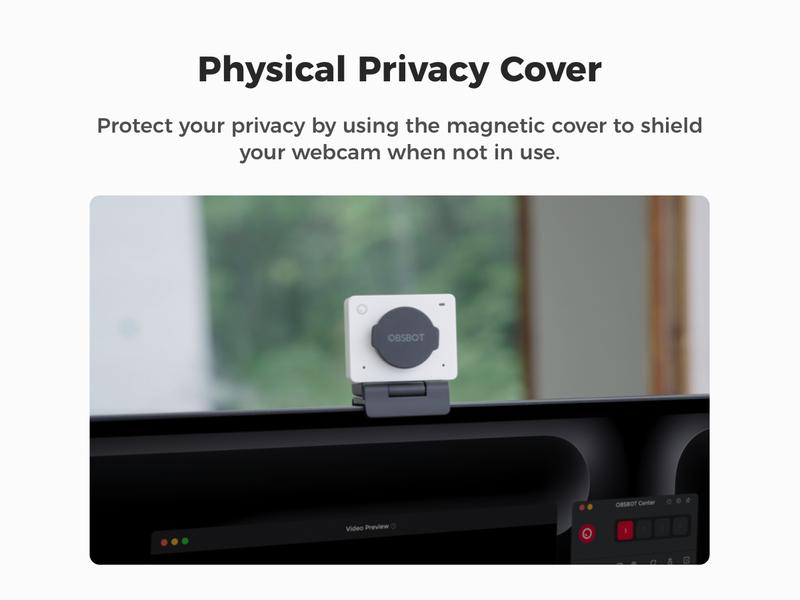 【NEW!!!】OBSBOT MEET 2 - AI-Powered 4K Webcam, AI Framing & Autofocus, Webcam with Microphone, Background Bokeh, 60 FPS, HDR Low-Light Correction, Beauty Mode, Webcam for PC, Streaming, Conference, Gaming, etc.