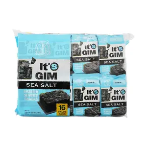 SUNG GYUNG Korean Gim Seaweed Snacks - Savory Sea Salt Flavor, Roasted Laver for Kimbap & Rice Rolls, 4g x 16 Packs