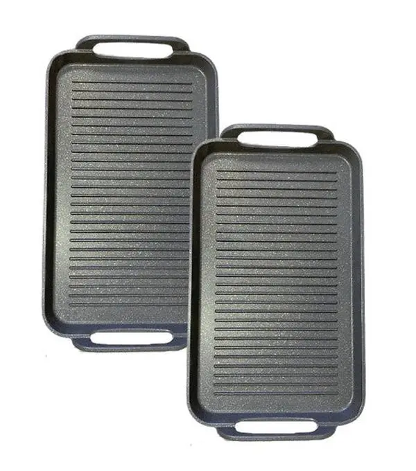 2 pack-RIBBED double MARBLE griddles For ALL types of stoves /2 COMALES acanalado de MARMOL de DOBLE parrilla para TODO tipo de ESTUFAS