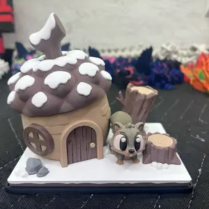 3D Printed Squirrel Acorn House Display – Woodland Squirrel Desk Decor