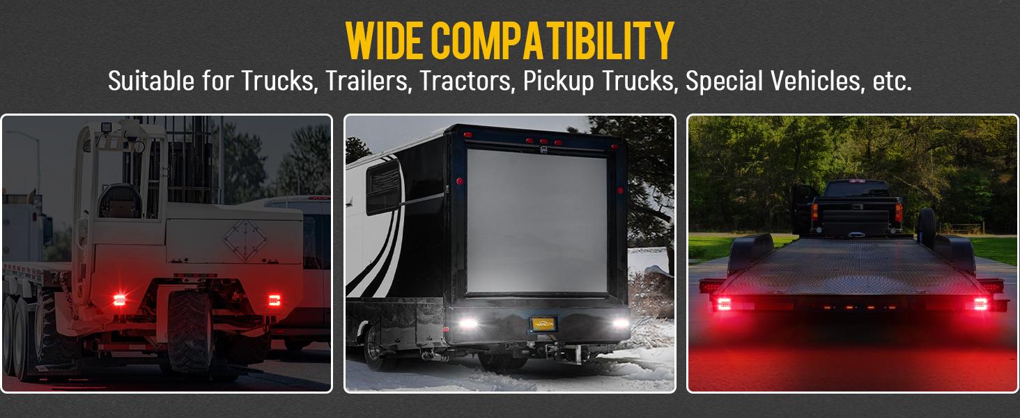 Partsam Wireless LED Trailer Light Kit, Square Portable Magnetic Stop Turn Reverse License Towing Tail Lights w/Metal Bracket 7-Pin Plug for Trucks Trailers 12-24V IP67 Waterproof