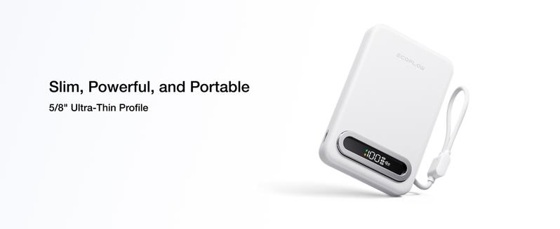 【Exclusive TikTok Gift】ECOFLOW Rapid Mag Power Bank 10,000mAh, Qi2.2 25W Wireless Charging, 0.6'' Ultra-Slim Magnetic Portable Charger, Built-in USB-C Cable, Qi2 Certified Fast Charging Battery for iPhone 17/16/15/14/13/12