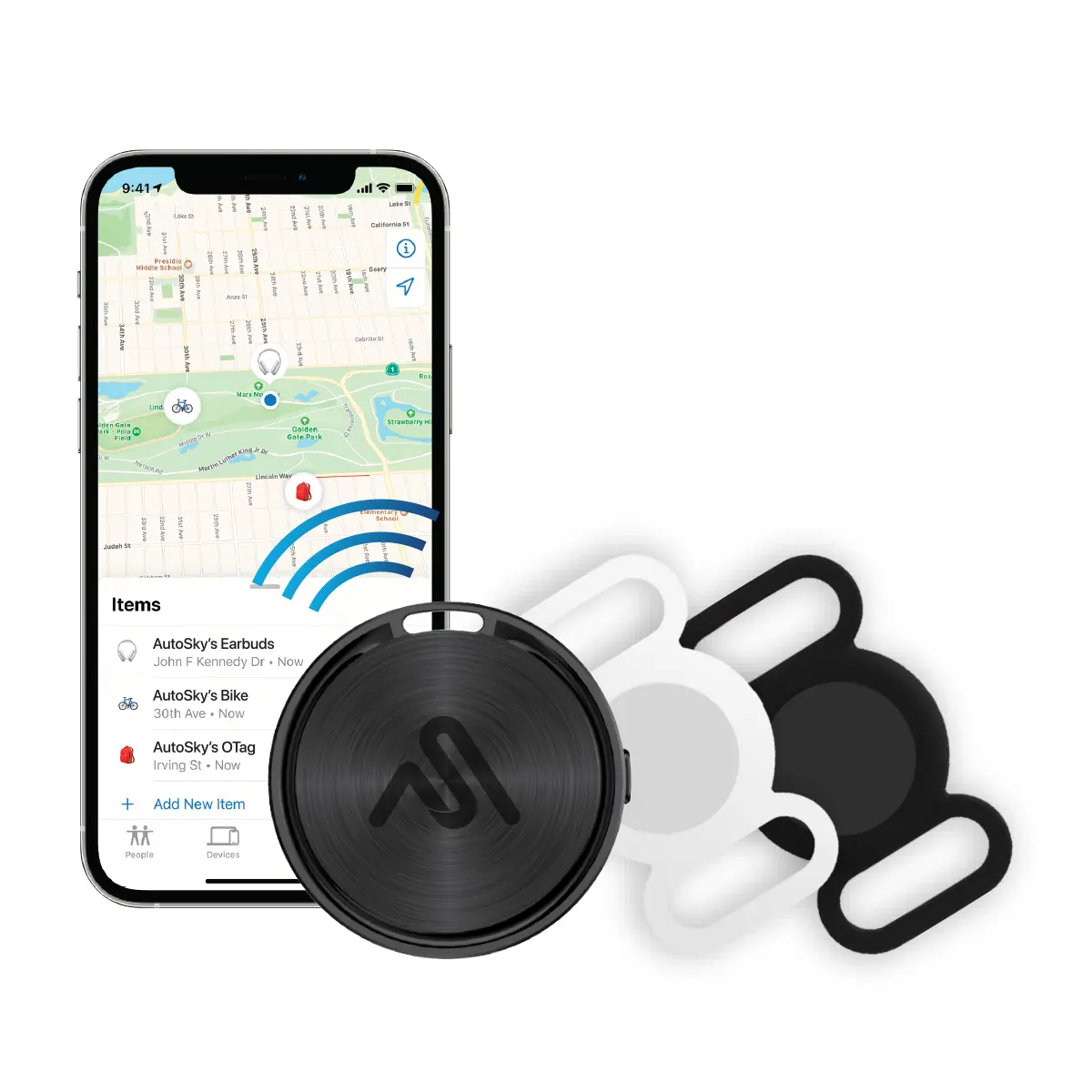 AutoSky Find My Network Key GPS Tracker - Ultimate Lost Item Locator with 2-Pack Holders, Lithium Ion Batteries, Long Battery Life, Manufacturer Warranty, Key Gps Trackers, Manufacturer Warrenty
