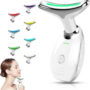 7 Color Facial Massager Tool, Facial and Neck Massager with 7 LED Light, Skin Care Device, Suitable for Neck Facial Leg, Gift for Women Mother
