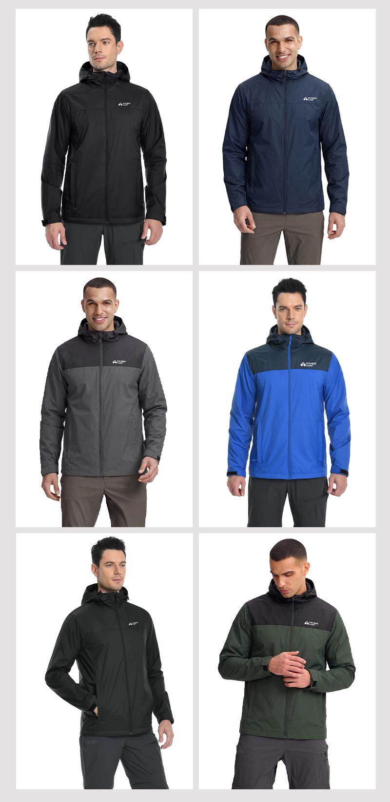 Pioneer Camp Men's Rain Jacket Waterproof with Hood Lightweight Packable Raincoat Rain Shell for Outdoor Hiking Travel
