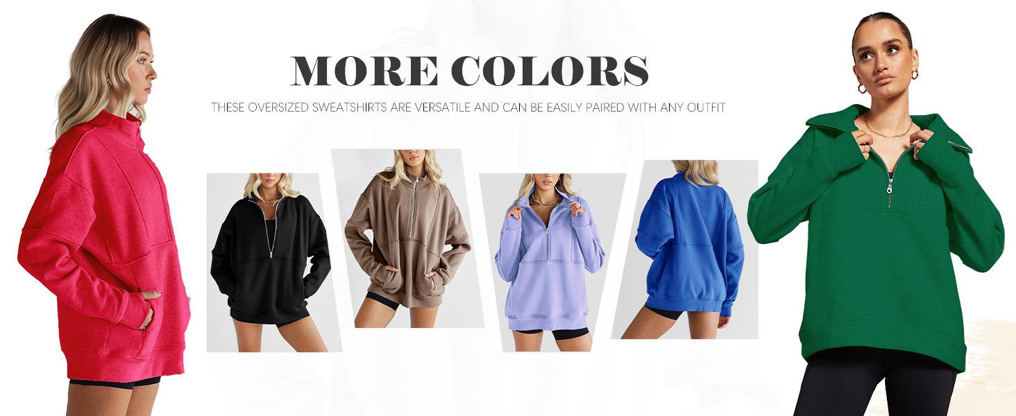 Fisoew Womens Sweatshirts Half Zipper Crop Pullover Funnel Neck Fleece Lined Zip Up Long Sleeve Tops Thumb Hole