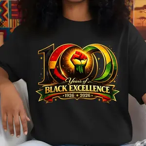 100 Years Of Black Excellence T Shirt – Black History 1926–2026, Black Power Fist Graphic, Black History Month Unisex Tee