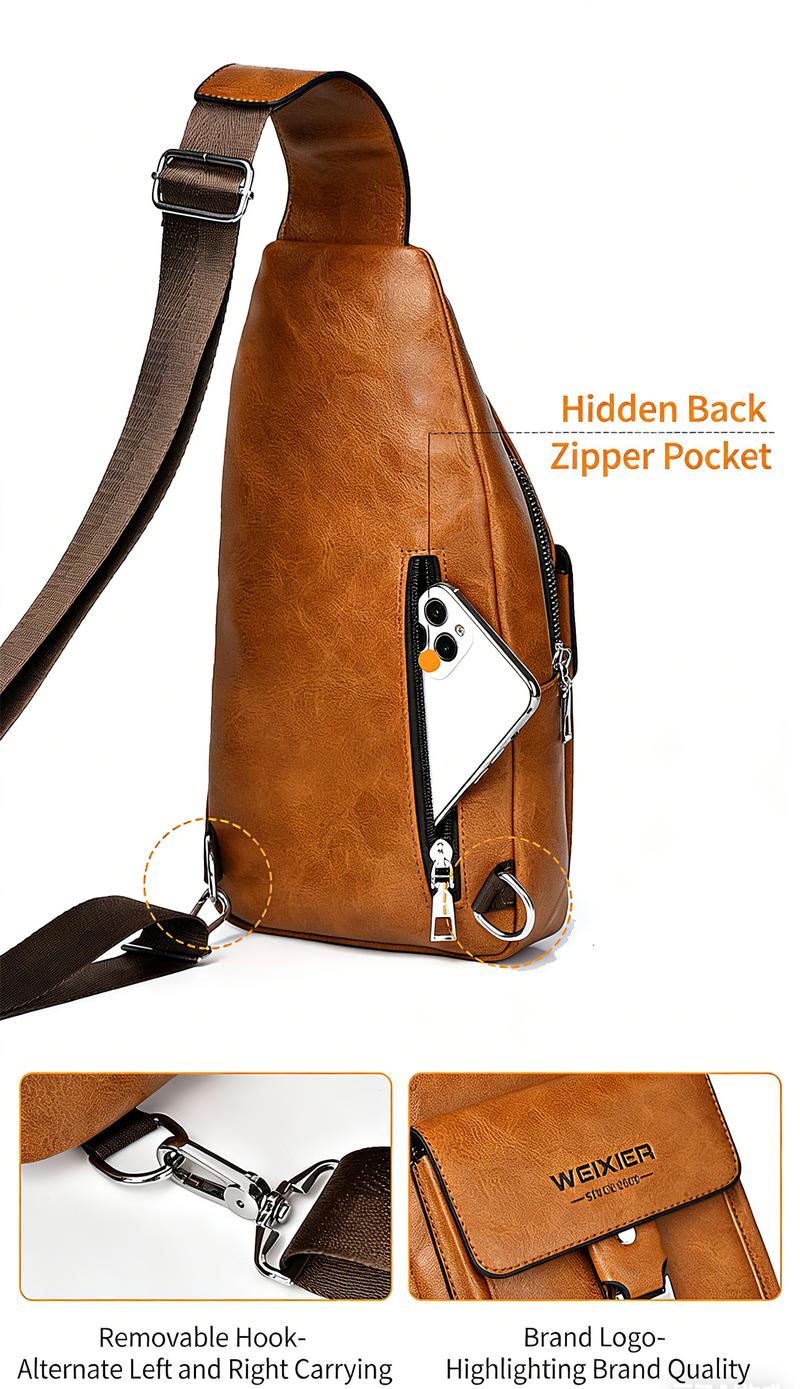 Men Water-Resistant Lychee Texture PU Crossbody Sling Fits Phone Wallet Daily Commute Work School Anime Inspired Small Black Tote Bag Large Capacity Waterproof Travel RFID Multi-Slot Bat Matte Minimalist Green Drywall Tool brown shoulder