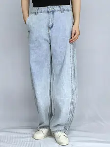 Lux Lee High Waisted Loose Light Wash Women's Jeans - Comfy Straight Leg Denim Pants for Everyday Casual Outfit & Street Style