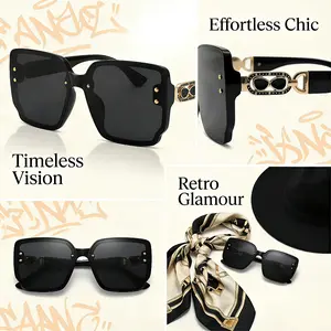 Oversized Polarized Sunglasses for Women and Men, Vintage Square Frame UV400 Sun Glasses for Driving and Outdoor Travel, Fashion Retro Designer Style Shades, Big Frame Anti Glare UV Protection Eyewear for Fishing, Beach, Cycling, Vacation