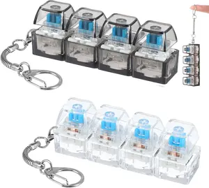 2Pcs Keyboard Fidget Toys, Keyboard Clicker Fidget with 3 Kinds Touch Experience, Fidget Keyboard Keychain Decompression Toys Button Stress Relief Gifts to Relief Stress Pass The Time(Clear)