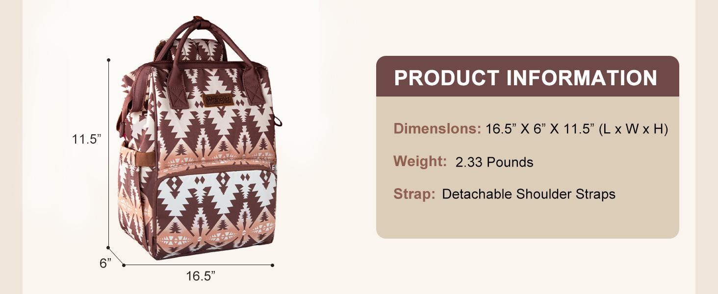 Wrangler Western Callie Diaper Bag Dual Sided Backpack Organized Diaper Stroller Straps Multifunction Baby Travel Bag Versatile for Baby Essentials