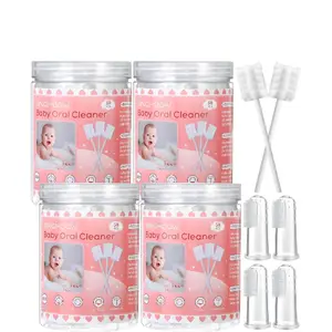 200 Pieces Baby Tongue Cleaner Disposable Infant Oral Cleaner with 4 Pieces Finger Toothbrush Soft Gauze Baby Mouth Newborn for Tooth Mouth Dental Care