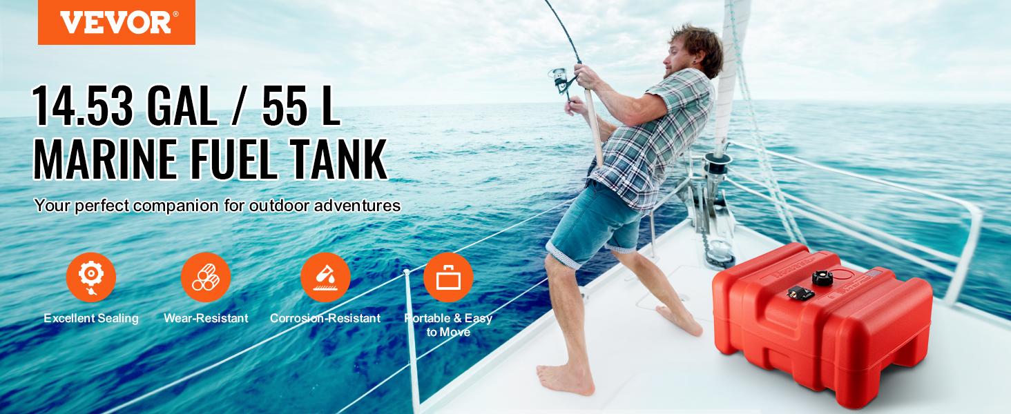 VEVOR Marine Fuel Tank, TikTokShopBlackFriday, Max 14.53 Gallon/55L, Portable Boat Fuel Gas Tank for Outboard Engine Boats, Plastic Outboard Marine Boat Fuel Tank with Hose, Easy to Carry for Yacht, Fishing Boat, Deck Boat VEVOR Marine Fuel Tank, TikTokShopBlackFriday, Max 14.53 Gallon/55L, Portable Boat Fuel Gas Tank for Outboard Engine Boats, Plastic Outboard Marine Boat Fuel Tank with Hose, Easy to Carry for Yacht, Fishing Boat, Deck Boat
